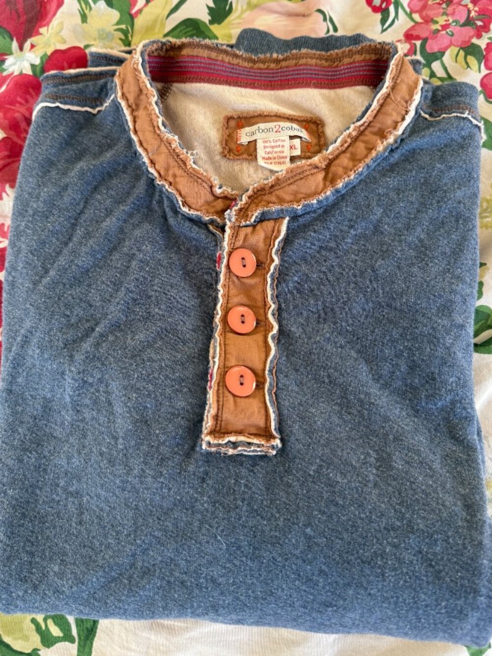 carbon2cobalt Men’s Blue Kinetic Henley XL - Picture 4 of 4
